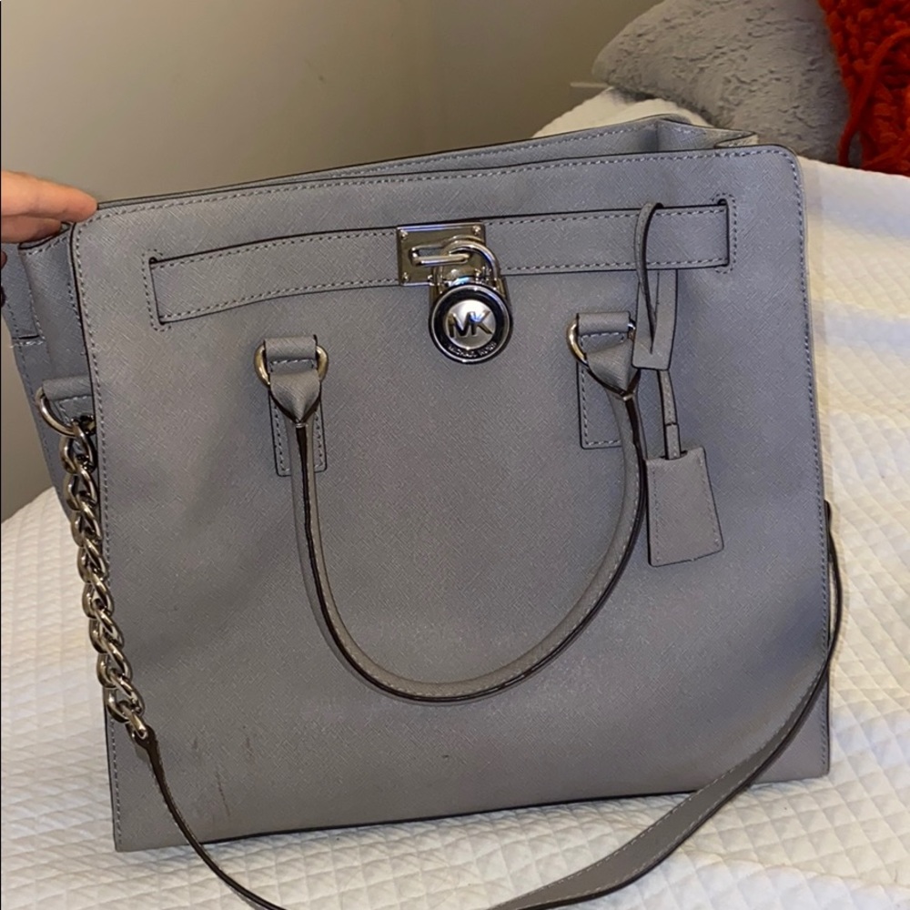 Michael kors gray handbag with shoulder strap